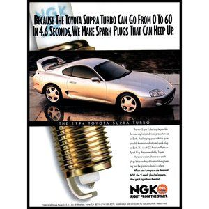 1995 Toyota Supra Turbo Sports Car NGK Spark Plugs Vintage Print Ad Wall Art